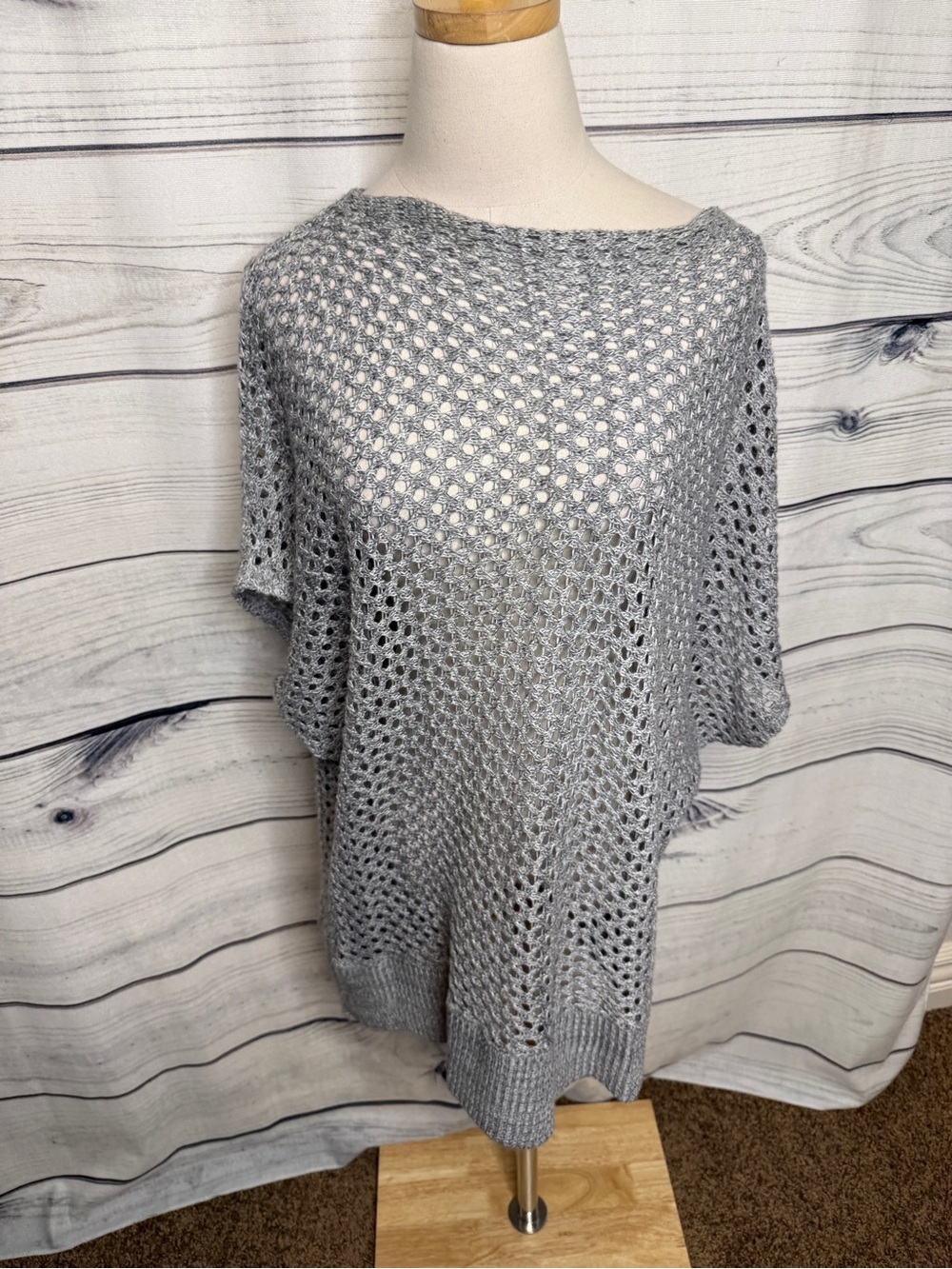 Maurices Light Gray Open-Weave Off-the-Shoulder Sweater